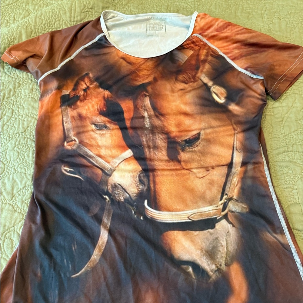 Horse Print T-Shirt lightweight Lycra stretch fabric